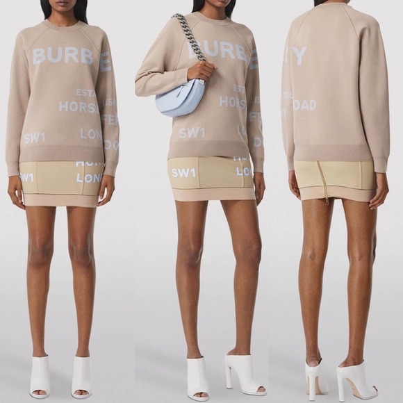 Burberry Horseferry Print Mini Skirt in Nude - Picture 3 of 13